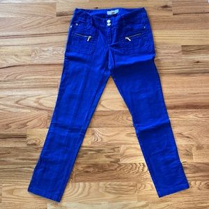 Michael Kors Royal Blue Denim Pants with Gold Embellishments. Size 2.